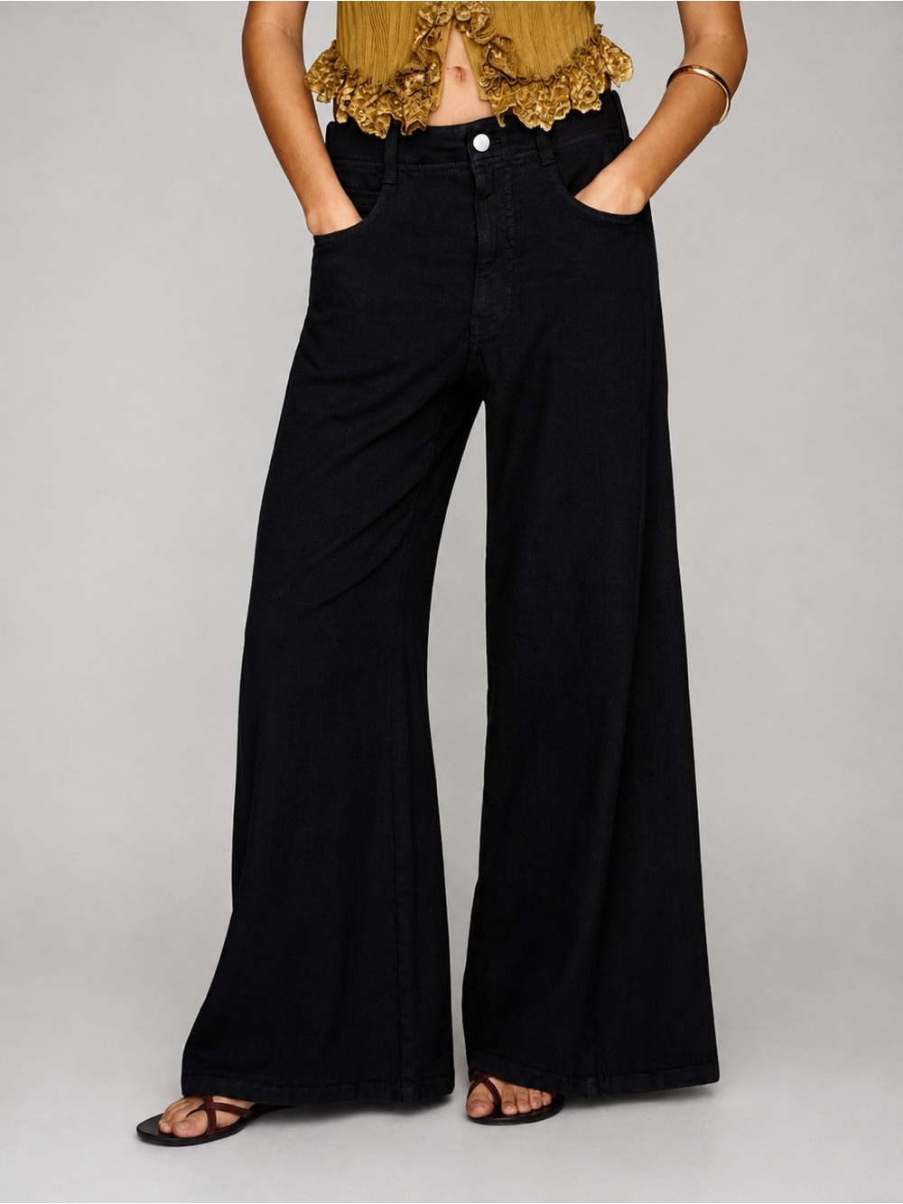 New with Tag! Anthropologie Pilcro Adi Black Wide Flare Leg sz 32 - Picture 3 of 13